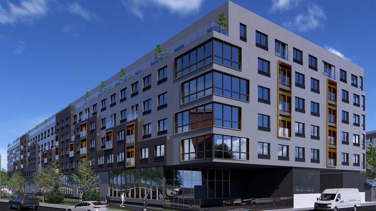 Rendering of a mixed-use development in Roselle, NJ